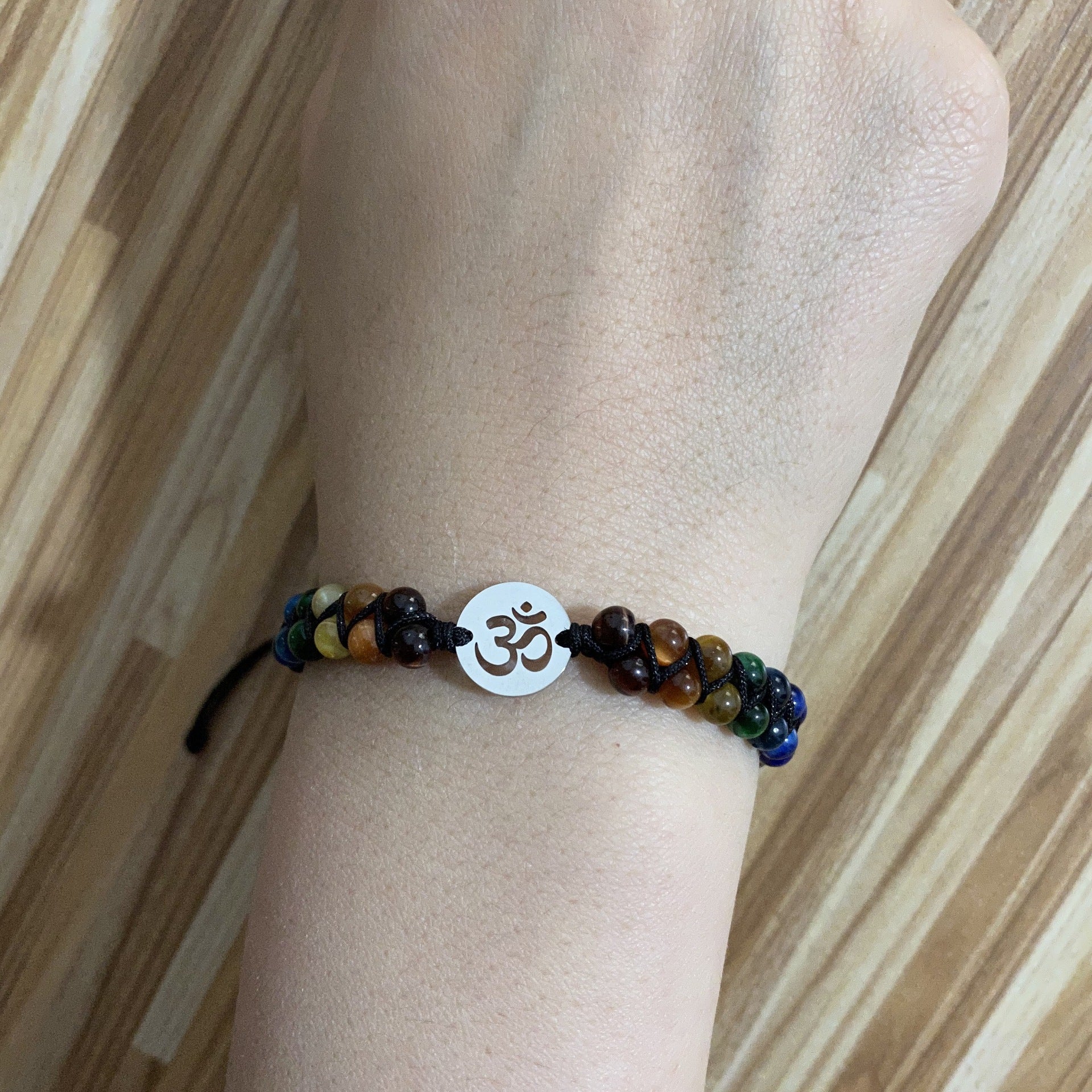 Colorful Tiger Eye Stone OM Bracelet 7 Chakra