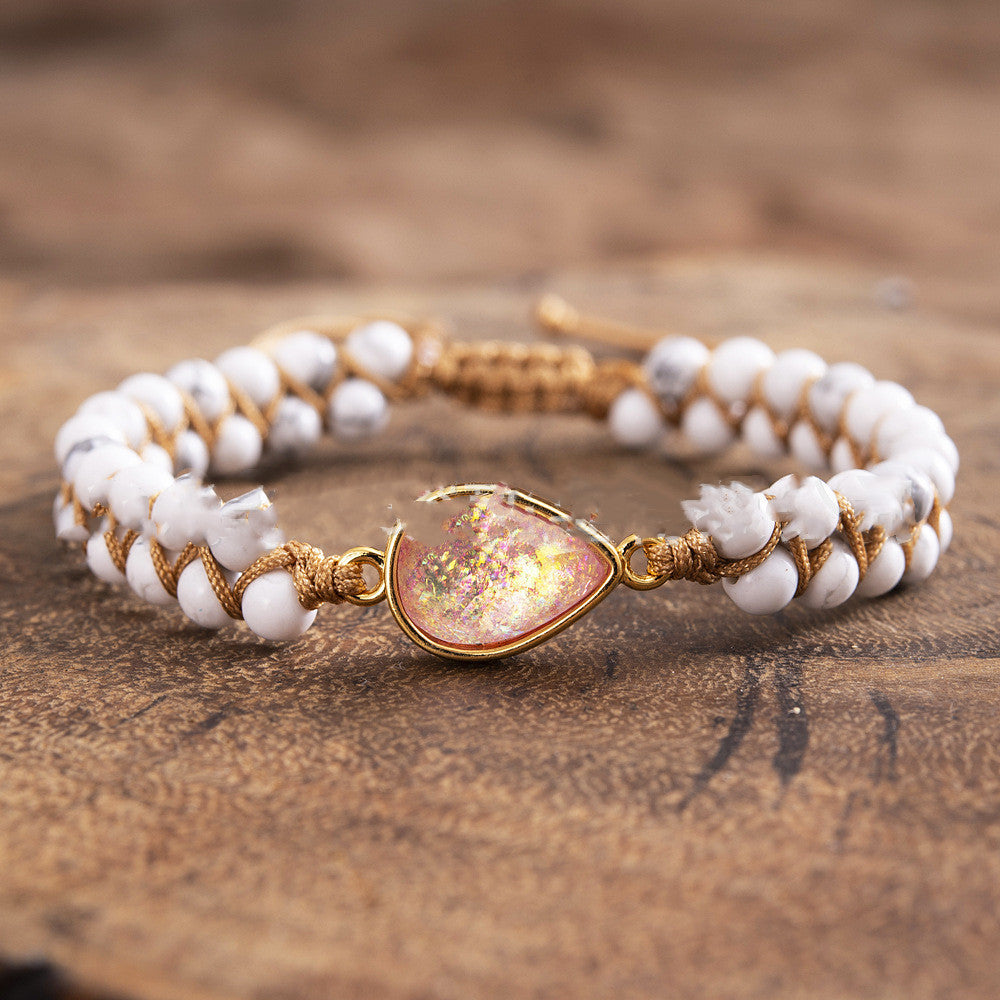 White Turquoise Braided Waterdrop Shape Colorful