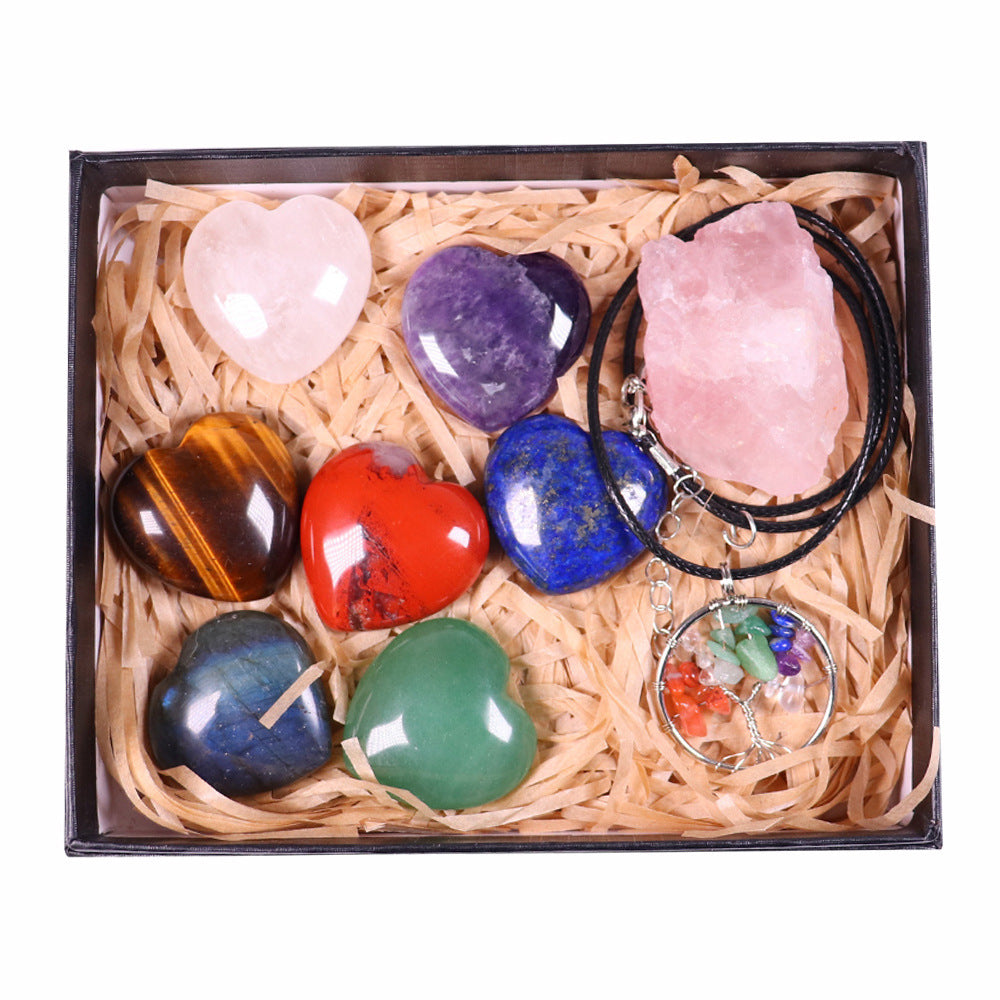 Natural Crystal Love Gem Handicraft Crystal Ornament Set