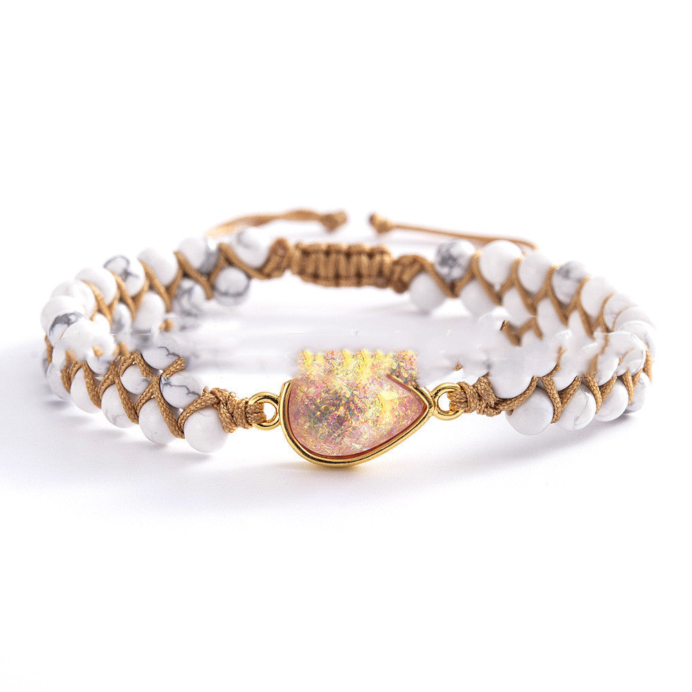 White Turquoise Braided Waterdrop Shape Colorful